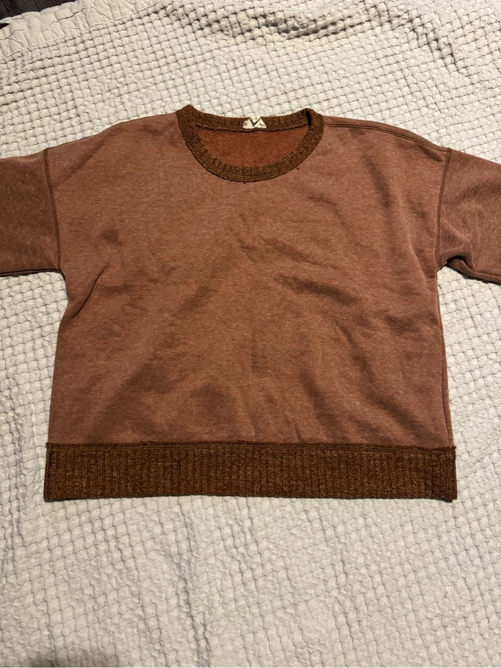 Hem & Thread Cropped Sweater in Warm Rust Brown